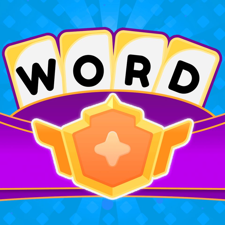 The app icon of All In Words, showing a hand of letter cards spelling WORD.