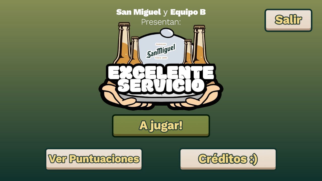 Screenshot of <i>Excelente Servicio</i>, showing the title screen