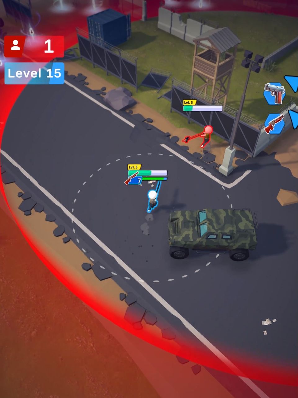 Gameplay screenshot of Let's Survive, showing the player character fighting against an enemy character.