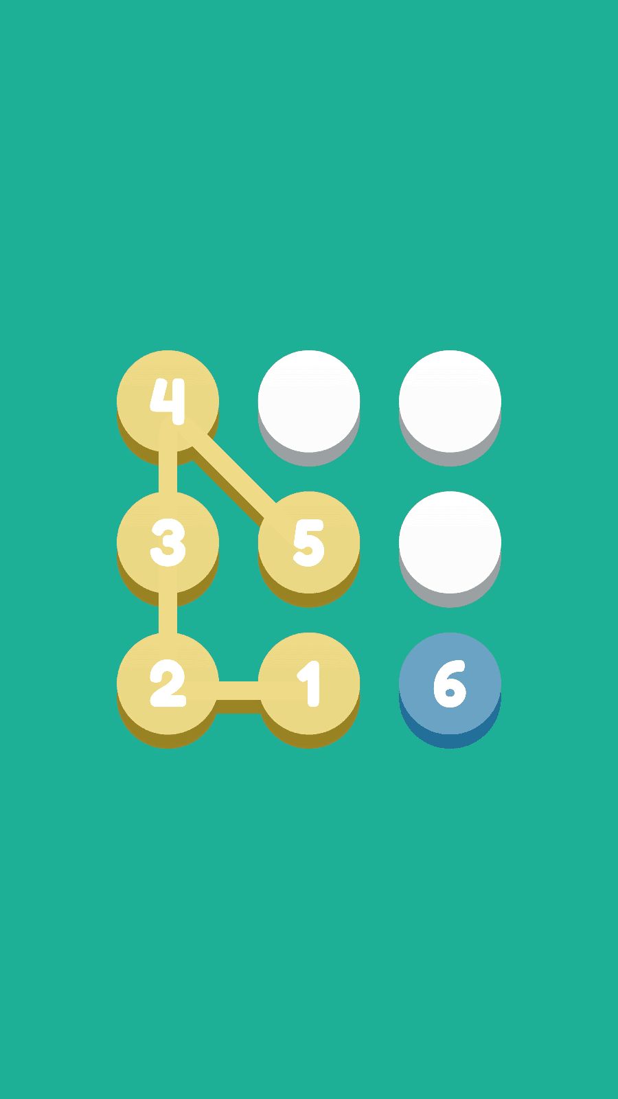 Gameplay screenshot of <i>Sudoku Paths</i>, showing a yellow number path over a green background.
