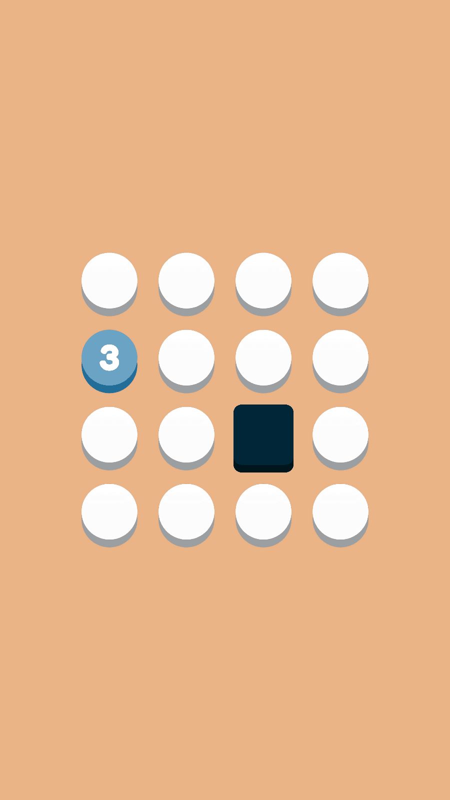 Gameplay screenshot of <i>Sudoku Paths</i>, showing a blue number path over an orange background.